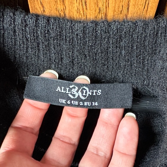 All Saints Black Ridley Jumper Cowl Neck Wool/Alpaca Sweater US2 - Picture 4 of 13